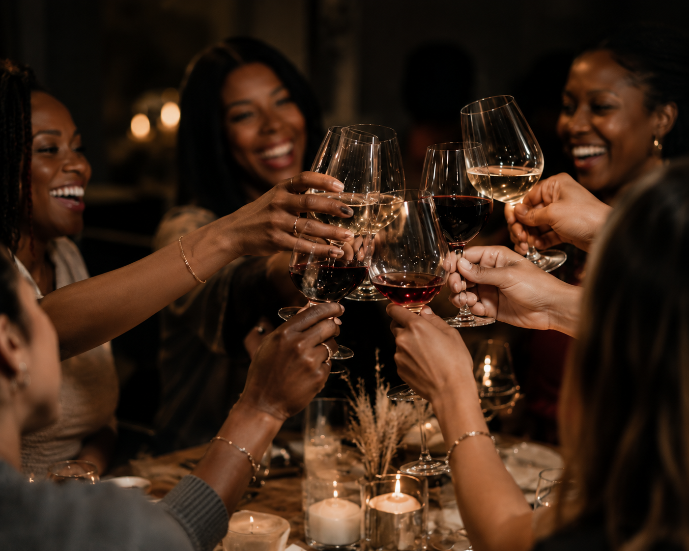 Candlelit Toast Among Friends